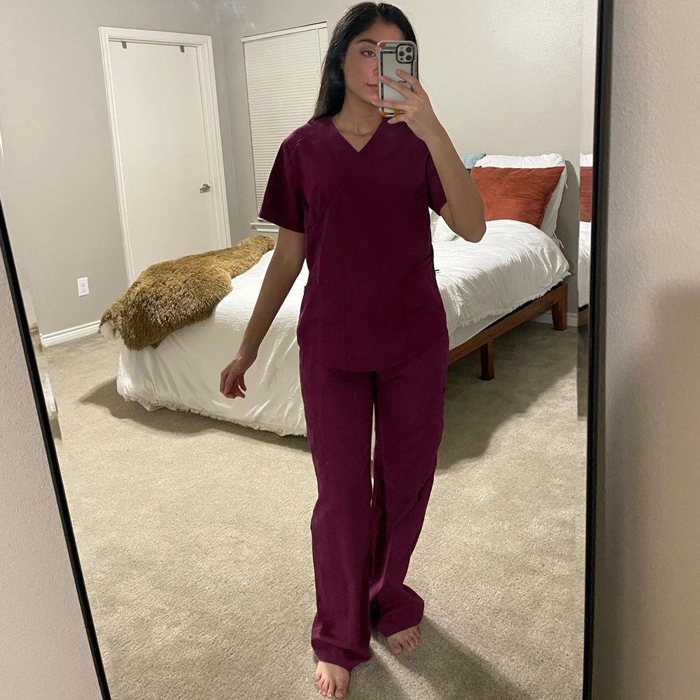 ScrubStar Wine colored scrubs: top and bottom